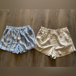 Briggs Linen blend Blue-White Striped shorts & A New Day paper bag shorts XL EUC